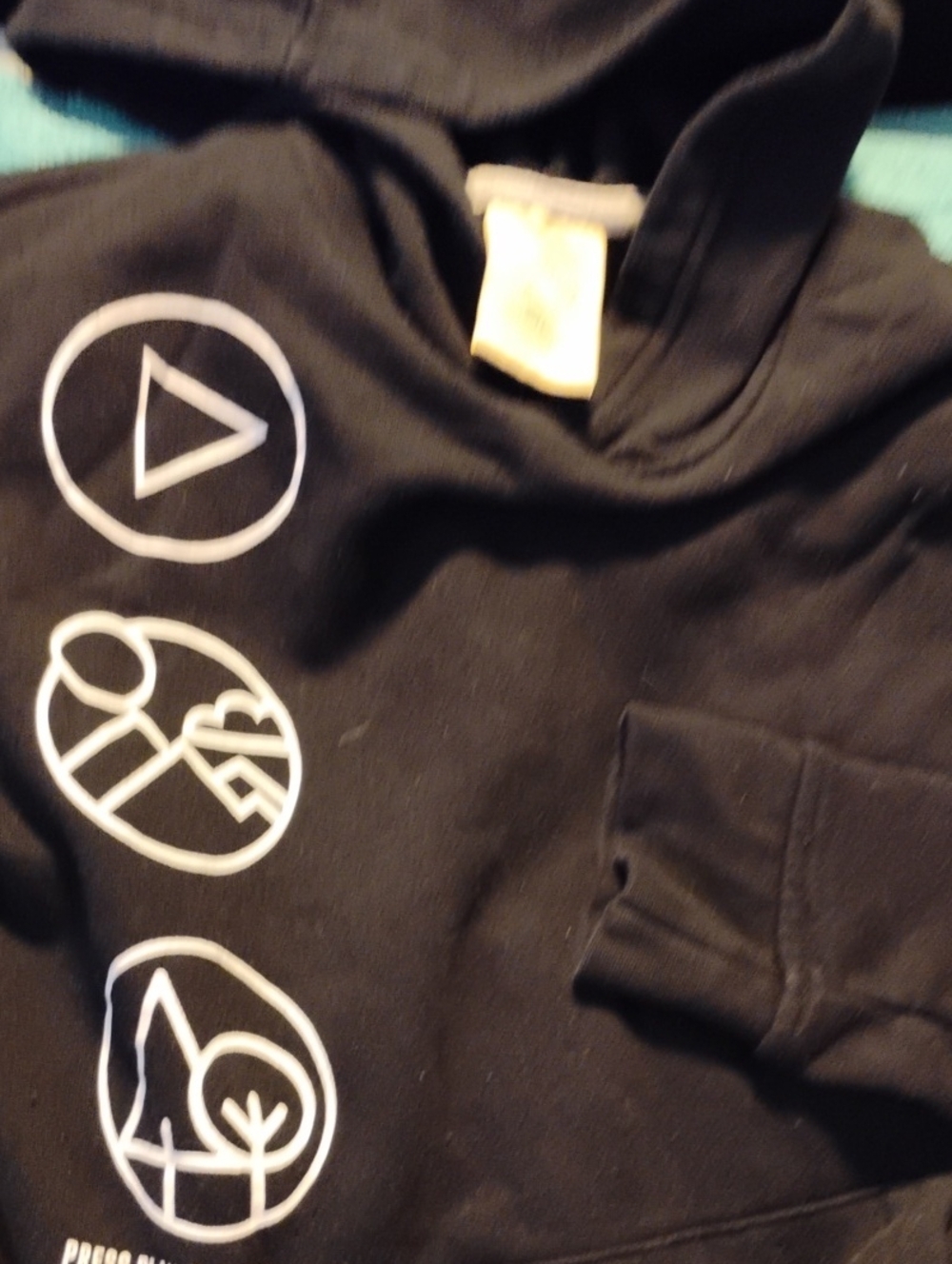 Kids Black Graphic Pullover Hoodie with Outdoor Icons